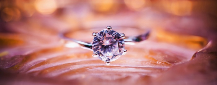 Diamond ring on a textured surface
