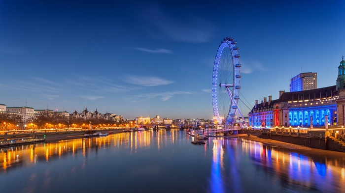 Night View of London Eye and River Thames