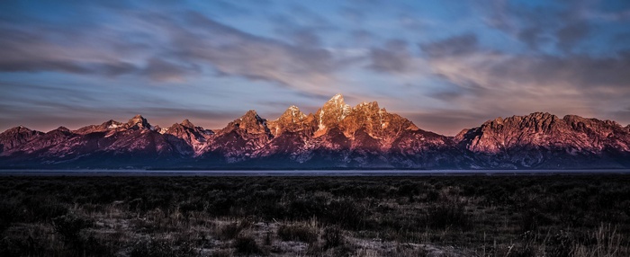 Grand Teton Mountain Range at Sunset