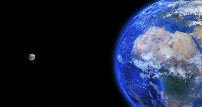 Earth and Moon in Space
