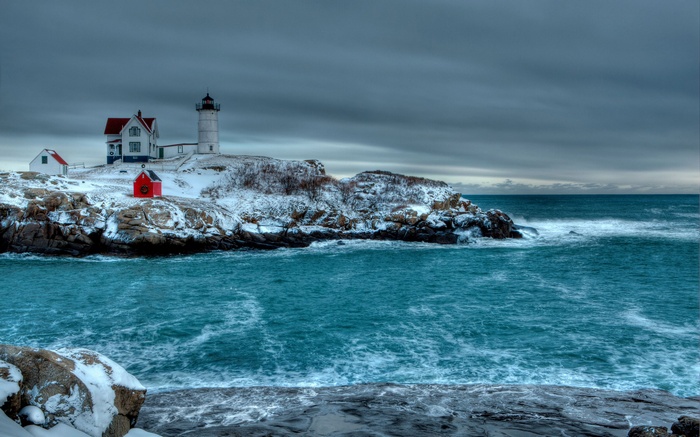 Nubble Lighthouse in Winter