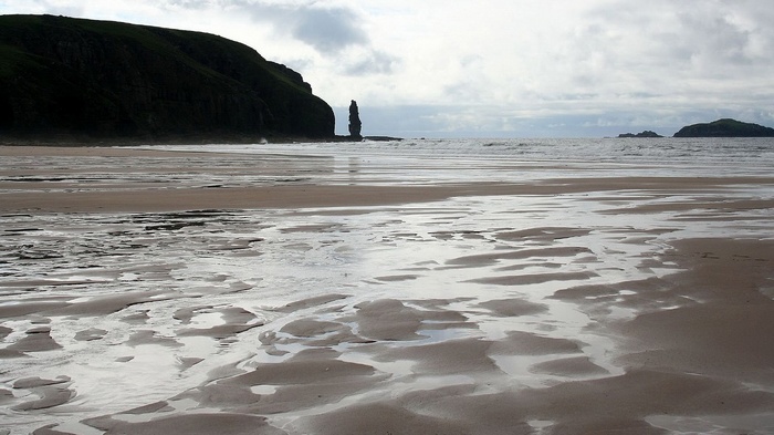 Beach with sea stacks and islands
