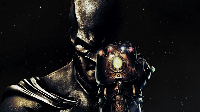 Batman wearing the Infinity Gauntlet