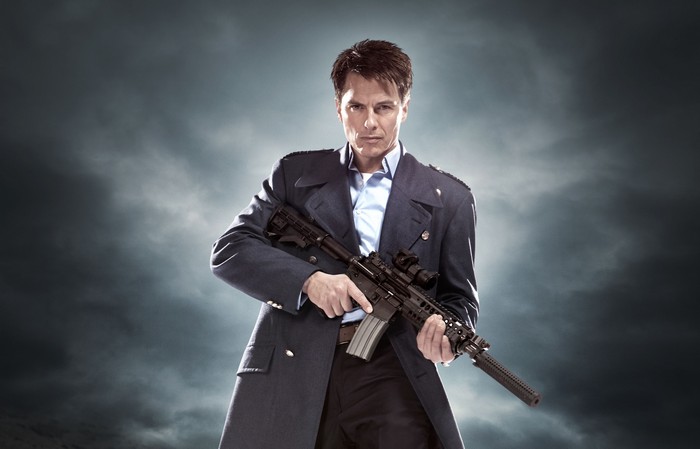 Captain Jack Harkness with a rifle