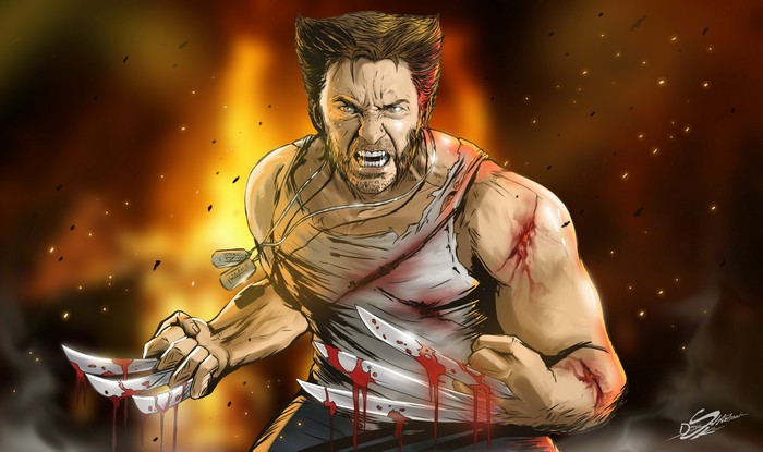Wolverine artwork with claws extended