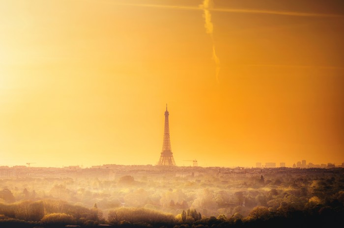 Eiffel Tower in Paris at sunset