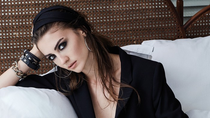 Burcu Ozberk with Smoky Eye Makeup and Black Headband