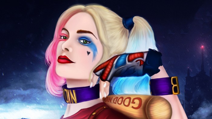 Harley Quinn Artwork with Baseball Bat