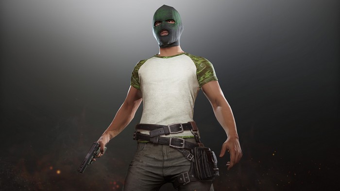 PlayerUnknown's Battlegrounds character with green balaclava