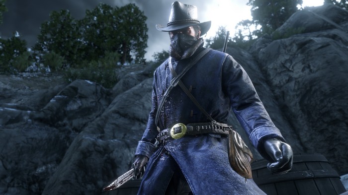 Red Dead Redemption 2 character with knife