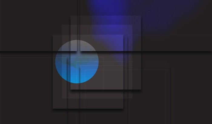 Abstract geometric shapes with blue circle and purple light