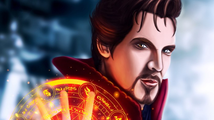 Doctor Strange casting a spell with magic circle