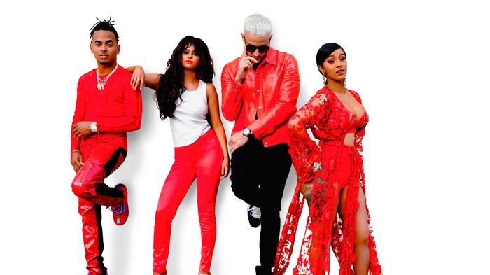Selena Gomez and Cardi B in Stylish Red Outfits