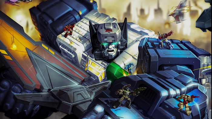 Transformers 4K battle scene with giant robot