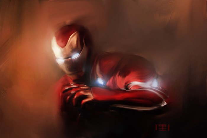 Iron Man artwork with red and gold suit