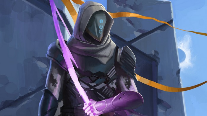 Destiny 2 Hunter with a purple energy sword
