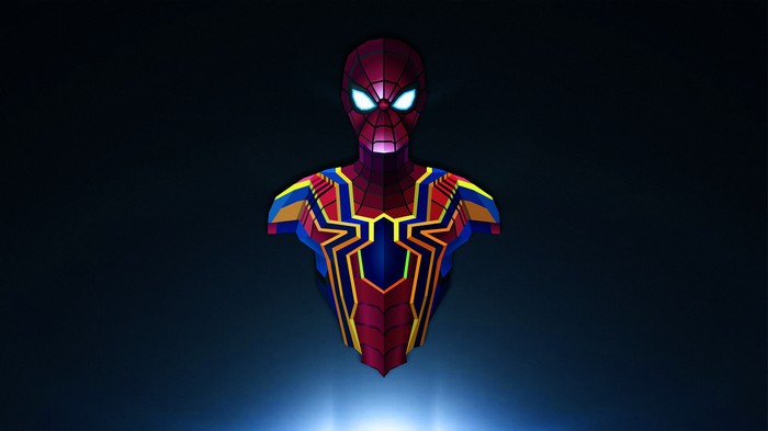 Low poly Spiderman artwork with glowing eyes