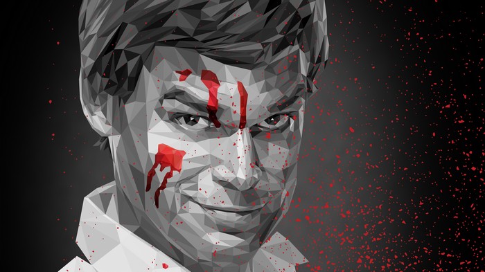 Dexter Low Poly Artwork with Blood Splatter