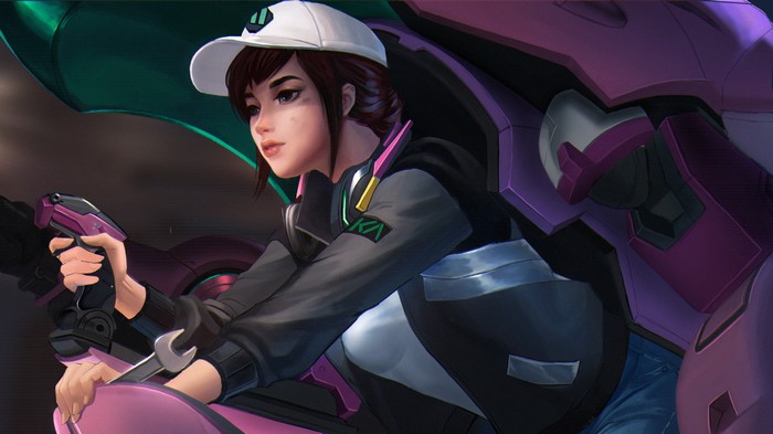 D.Va from Overwatch in a mech suit