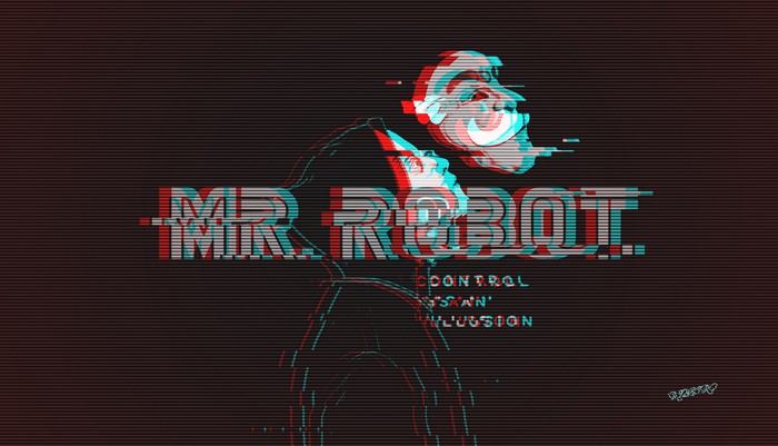 Mr. Robot Glitch Art with Text