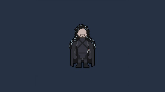Pixel art of Jon Snow in dark attire