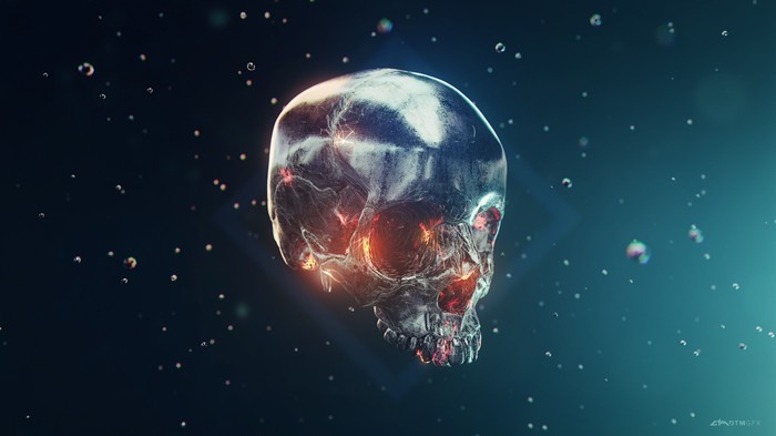 Digital Art 4K Skull with Glowing Interior