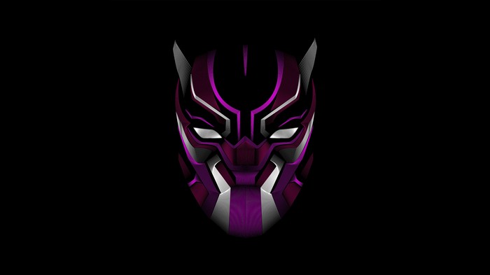 Black Panther mask artwork in purple and silver