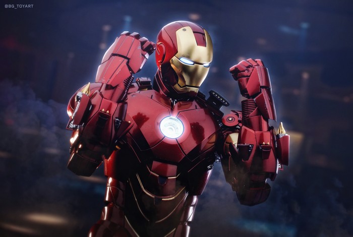 Iron Man in a fighting stance