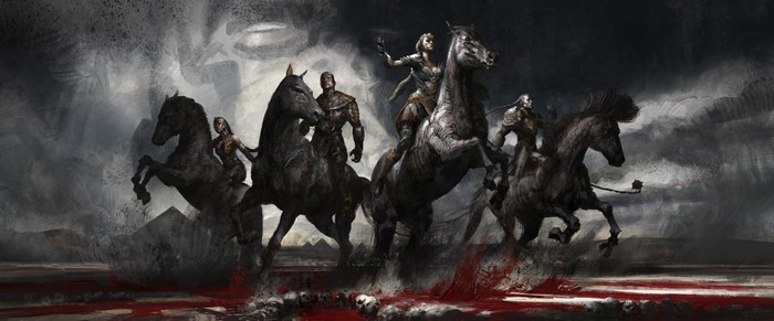 Four Horsemen of Apocalypse on horses