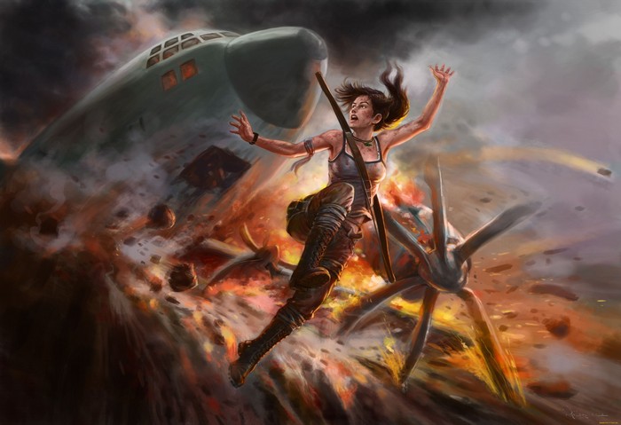 Lara Croft in a Plane Crash