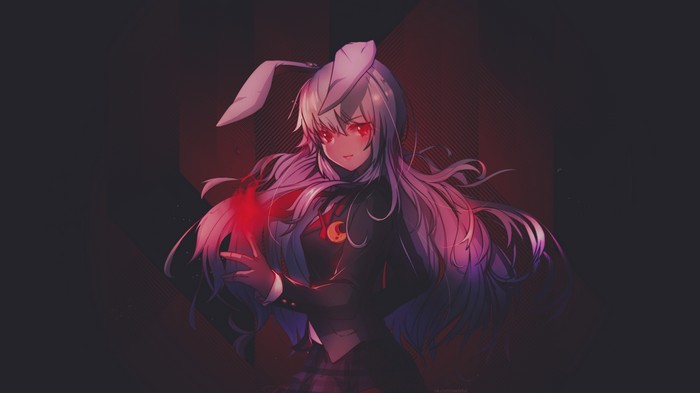 Anime girl with bunny ears and red eyes