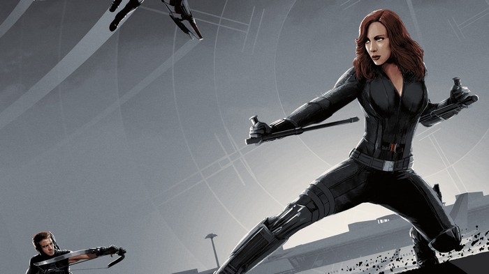 Black Widow and Hawkeye in Captain America Civil War Artwork
