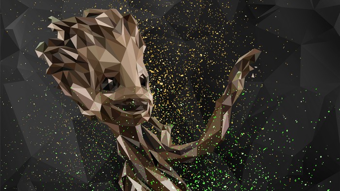 Baby Groot in Abstract Digital Art Style
