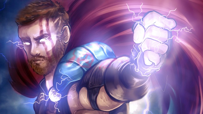 Thor with lightning and cape
