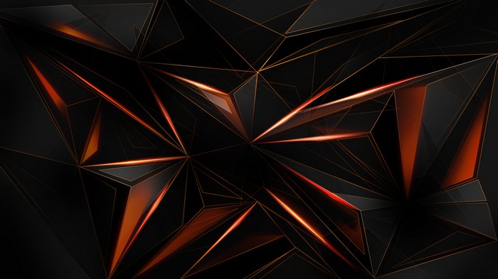 Abstract Dark Polygon Shapes with Fiery Orange Highlights 4K