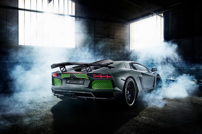 Hamann Lamborghini Aventador in smoky garage