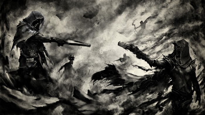 Destiny 2 hooded figures in a smoky battle