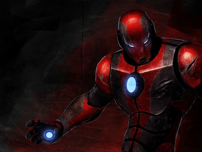 Iron Man artwork with glowing blue elements