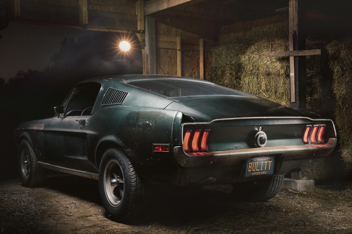 Bullitt Ford Mustang in a barn