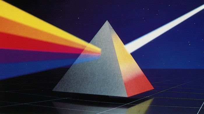 Prism refracting light into a spectrum of colors