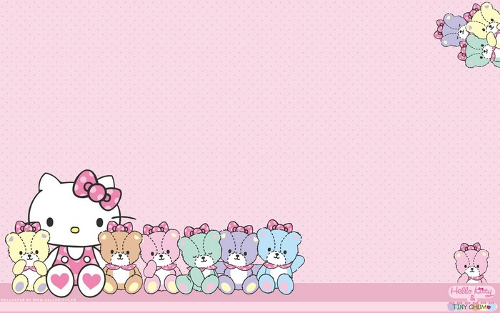 Hello Kitty with Colorful Tiny Chum Bears Pink