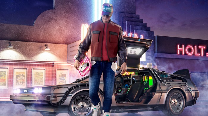 Marty McFly and the DeLorean from Back to the Future