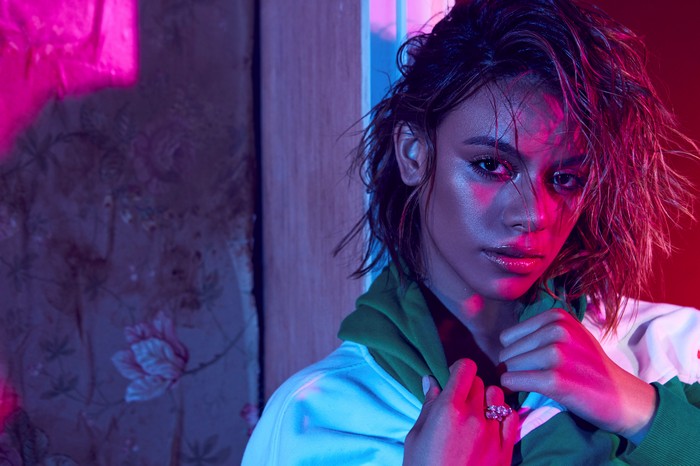 Dinah Jane in colorful lighting