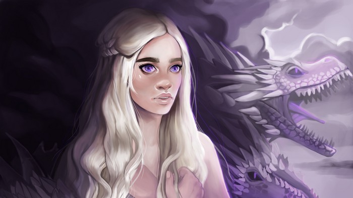 Daenerys Targaryen and Dragons Artwork 4K