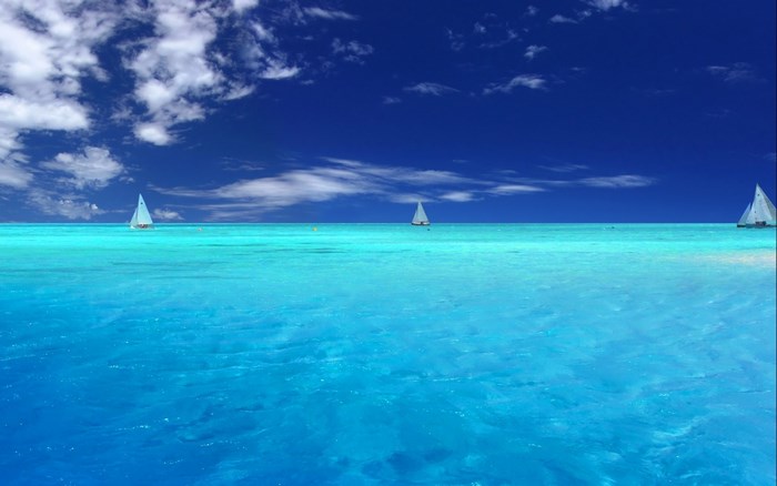 Sailboats on a turquoise ocean under a blue sky