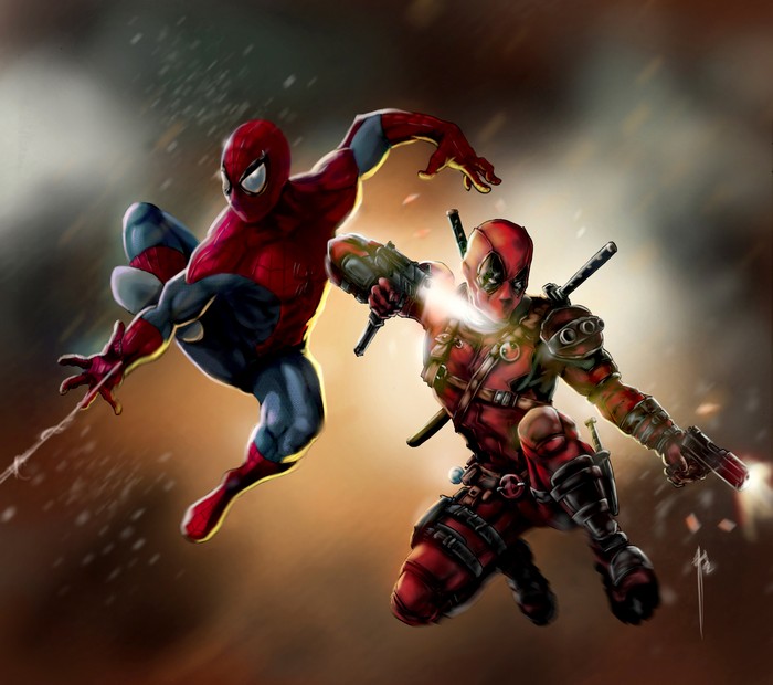 Spider-Man and Deadpool in Digital Art