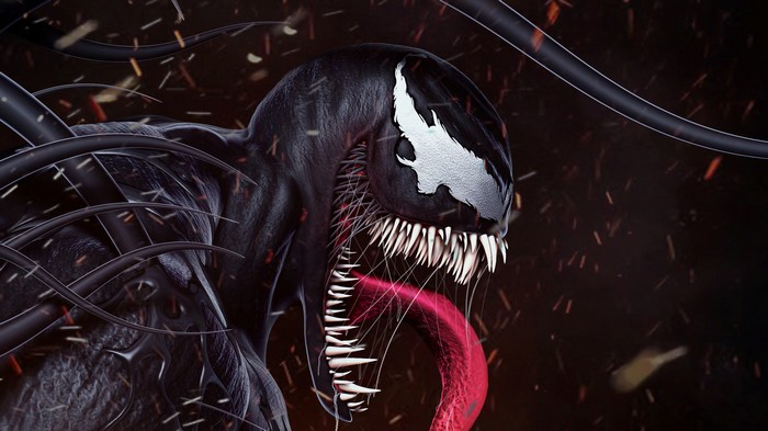 Venom artwork with sharp teeth and tongue