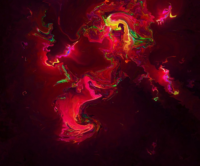 Abstract digital art with red and yellow swirls