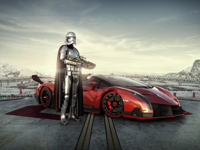 Captain Phasma with a Lamborghini Veneno