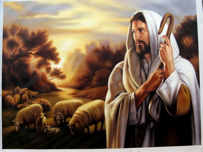 Jesus as the Good Shepherd with His Sheep
